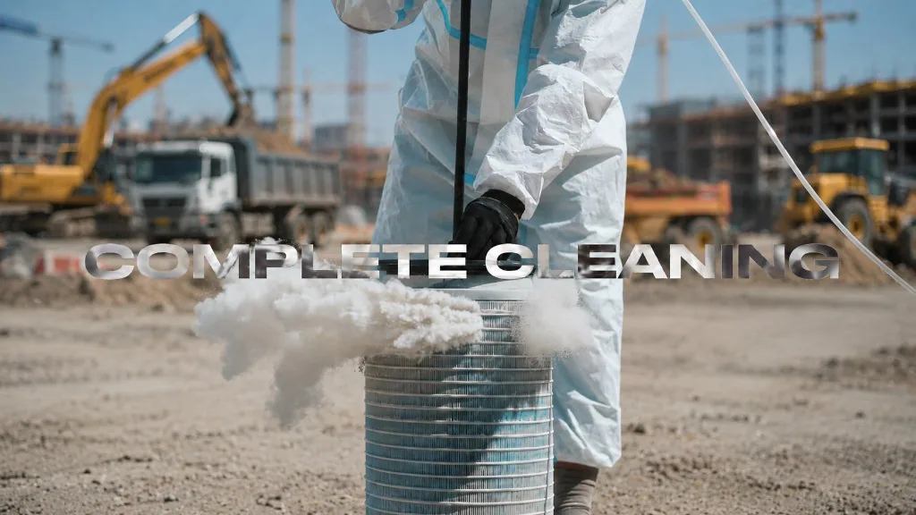 Full air filter cleaning on a construction site